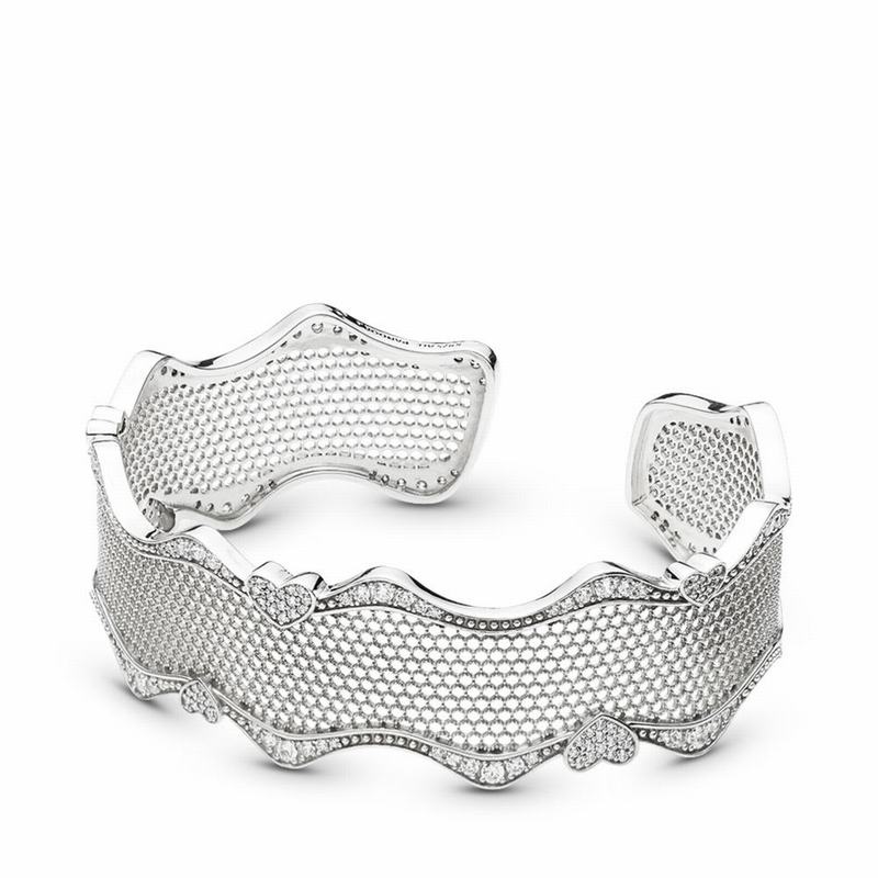 Pandora Lace Of Love Bracelet Cuff Ireland - Sterling Silver/Cubic Zirconia - 137489TQZ